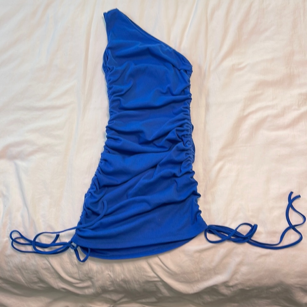 SHEIN blue one shoulder dress